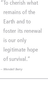 To cherish what remains of the Earth and to foster its renewal is our only legitimate hope of survival. -- Wendell Berry